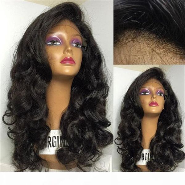 

7a brazillian lace front wigs loose wave glueless full lace wig unprocessed brazilian loose wave lace front wigs with baby hair, Black;brown