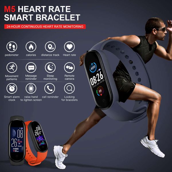 

m5 men's and women's intelligent wristband, waterproof sports watch with heart rate controljk