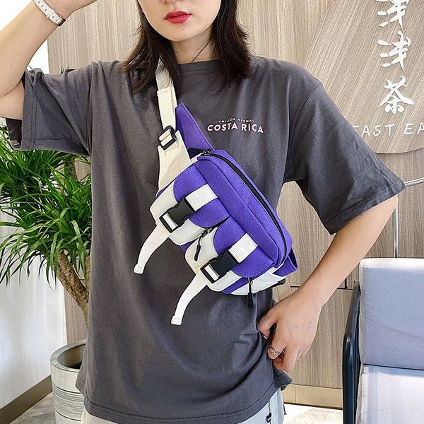 

fanny pack для женщин контрастность холст талии сумка унисекс оснастки сумки на плечо мода простая большая емкость crossbody сундук