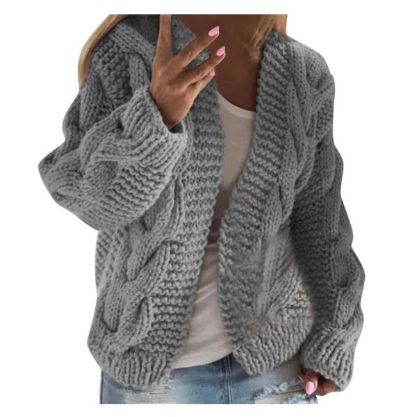 

women's knits & tees women knit pocket cardigan long sleeve sweater causal loose coat outwear, White