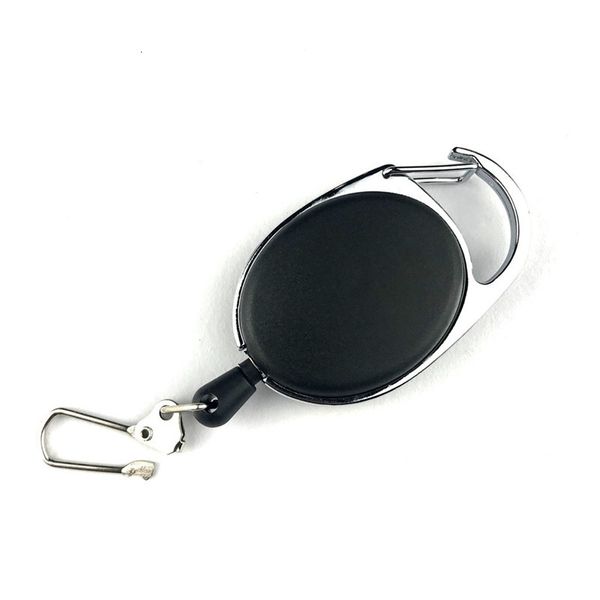 

easy keychain creative abs 2019 pull key telescopic ring anti-lost security wire rope buckle outdoor carabiner, Silver