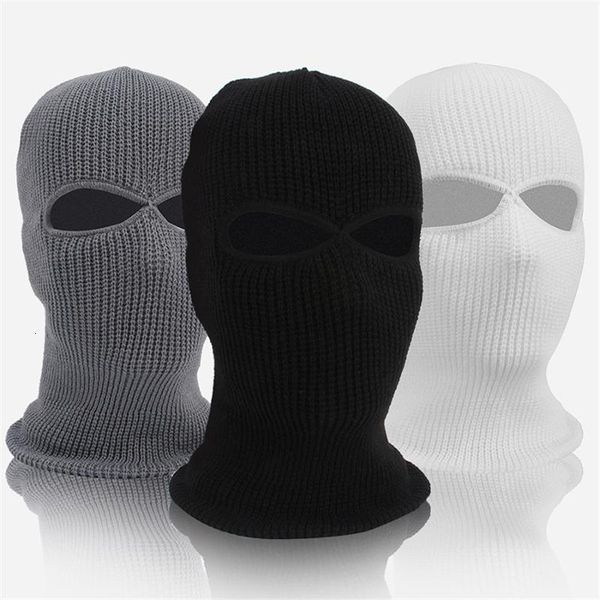 

new full face cover mask two 2 hole balaclava knit hat army tactical cs winter ski cycling mask beanie hat scarf warm face masks, Silver