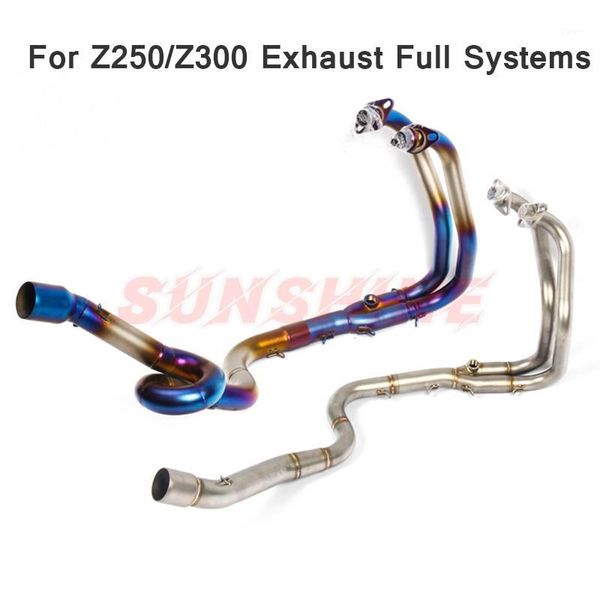 

motorcycle exhaust system 51mm full systems front middle pipe muffler slip on stainless steel half blue for ninja250 z250 z300 ninja3001