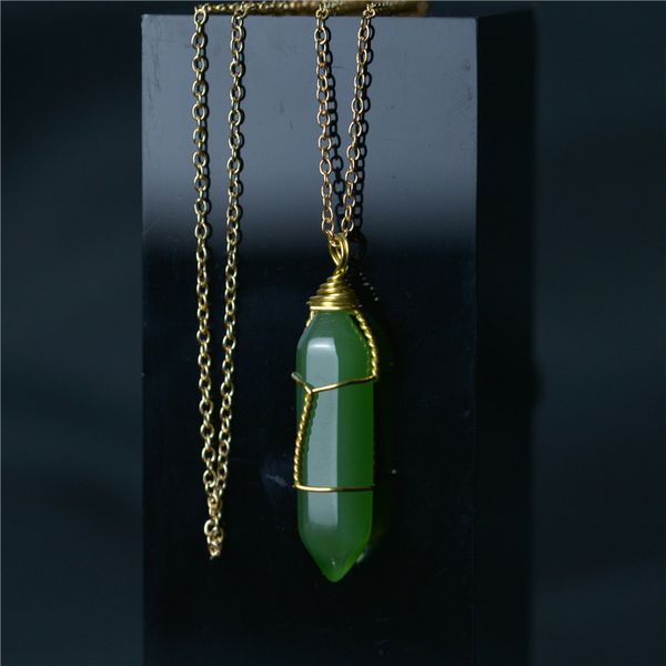 

shape chakra natural stone healing point pendants hexagon necklaces with gold chain for women gift willl and sandy jewel