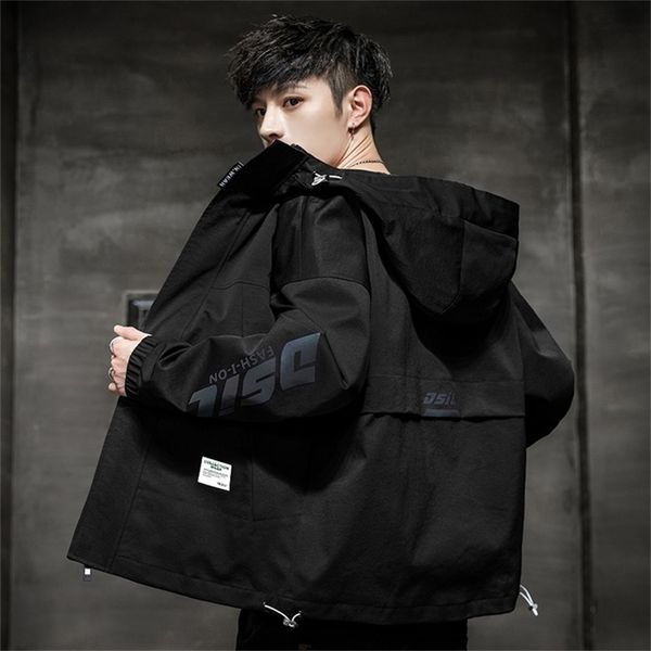 

new fashion jacket men casual hooded mens spring autumn bomber jacket coat reflective color trendy streetwear male clothing 201218, Black;brown