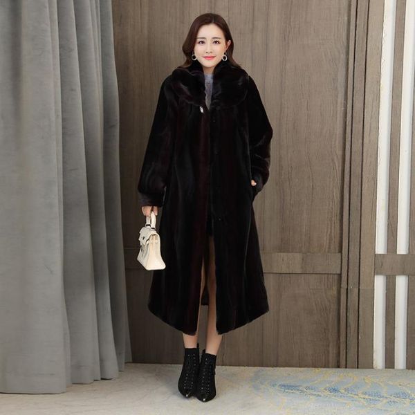 

women's fur & faux 2021 abrigos mujer invierno coat women coats and jackets winter, Black