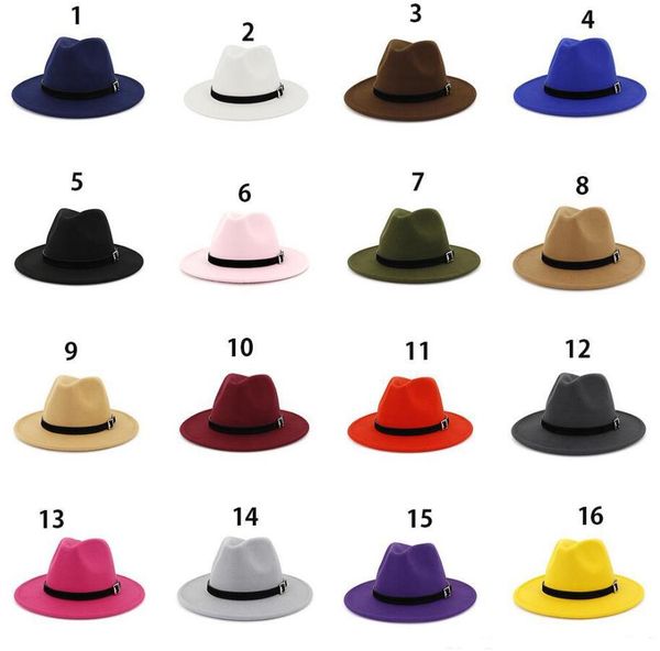 

fashion cap wool felt fedora panama hat women lady wool wide brim casual outdoor jazz cap woman fedora hat 16 colors, Blue;gray