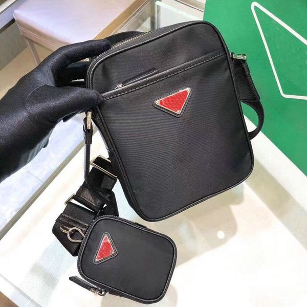 

2vh112 large-capacity cloth leather bag cowhide suit messenger shoulder quality handbag parachute canvas double men's one-shoulder sitf, Red;black