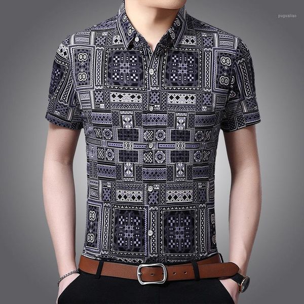 

exquisite vintage printing fashion streetwear short sleeve shirt summer new quality soft comfortable luxury cool men shirt -3xl1, White;black