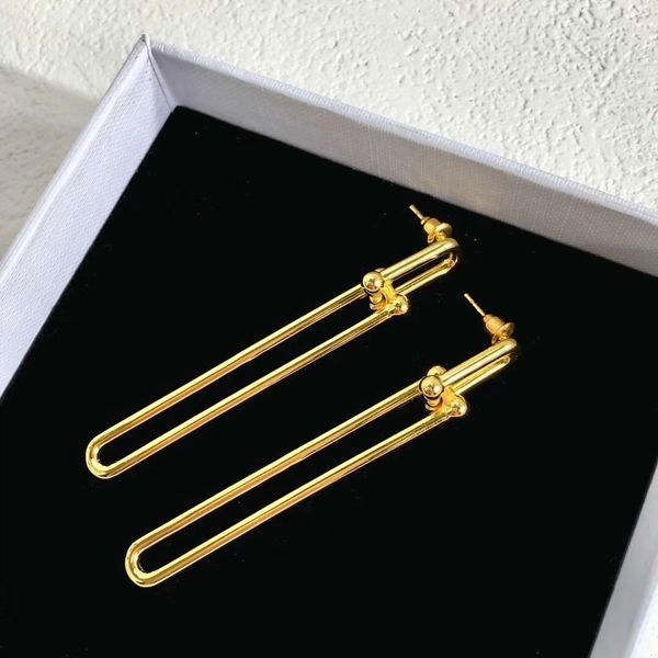 

2020 brass material simple design gold drop earring for women earring jewelry gift ps5652, Golden