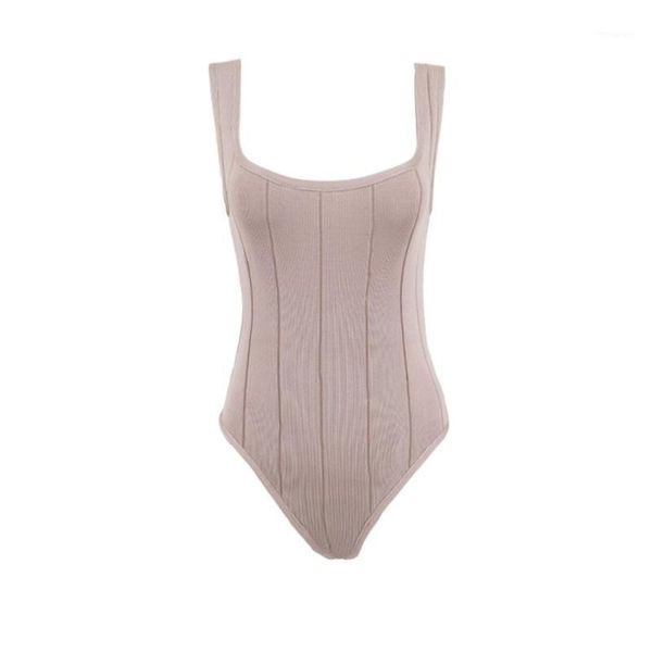 

summer runway trendy solid design nude black elastic tight bandage bodysuit wholesale1, Black;white