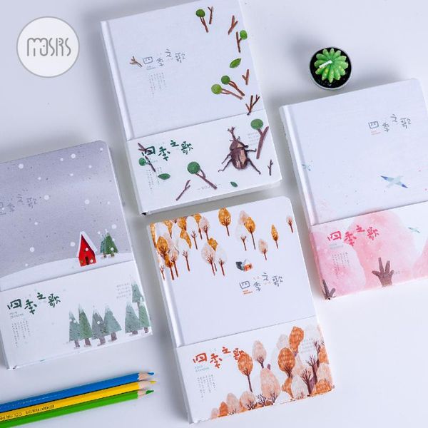 

mosrs four seasons song series notebook a5 color pages hardcover book notepad diary 1pcs, Purple;pink