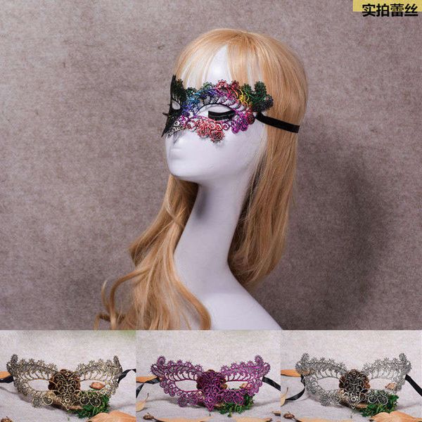 

halloween masquerade party princess queen colorful lace hollow black eye mask