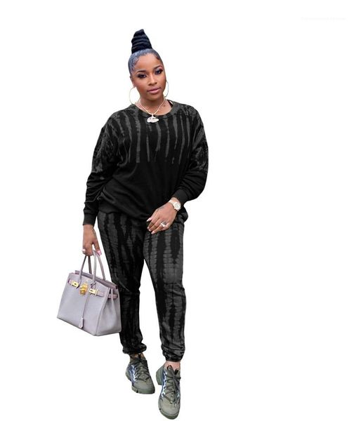 

casual crew neck tracksuits loose sports ladies two piece set tie dye womens two piece pants, White