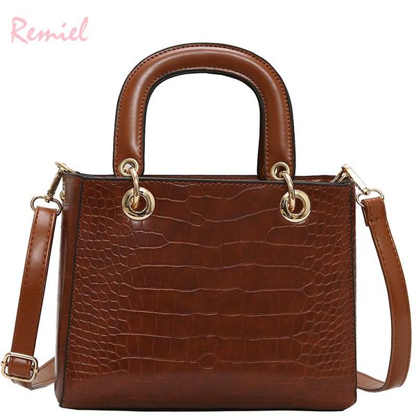 

cross body european vintage fashion female tote bag 2021 quality pu leather women's handbag crocodile pattern shoulder messenger bags