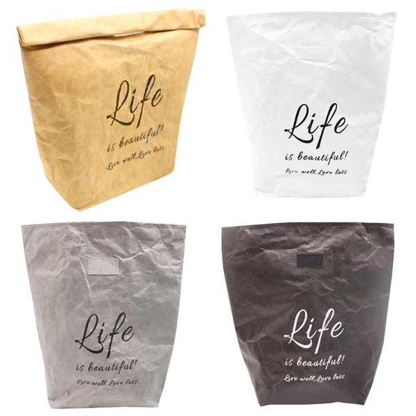 

lunch bag kraft paper bag reusable box sack durable insulated thermal lunch snack cooler picnic container men ice bags