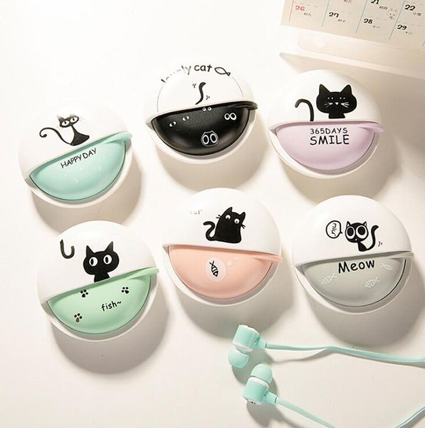 

cute cat cartoon earphone 3.5mm in-ear stereo with mic earphones case for phone girls kid child student for mp3 mp4 gift