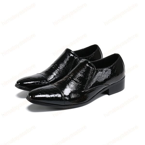 Primavera Outono Homens Party Shoes de Couro Masculino Casamento Formal Sapatos de Vestido Plus Size Black Business Shows Sapatos