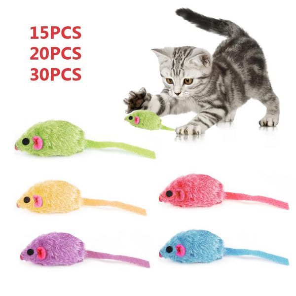 

cat toys dozzlor 15pcs/20pcs/30pcs mouse-shaped funny mice kitten playing toy 5 colors