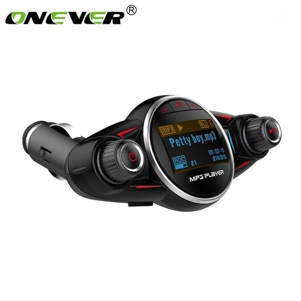 

onever 1.3 inch lcd screen fm transmitter hands car kit car mp3 player fm modulator bluetooth 2.1a double usb charger1