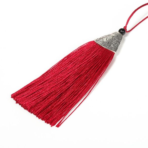 

10pcs lot 8cm silk tassel with silver caps decorative tassels pendants diy earring charm for jewelry making hangling accessories h jllelf