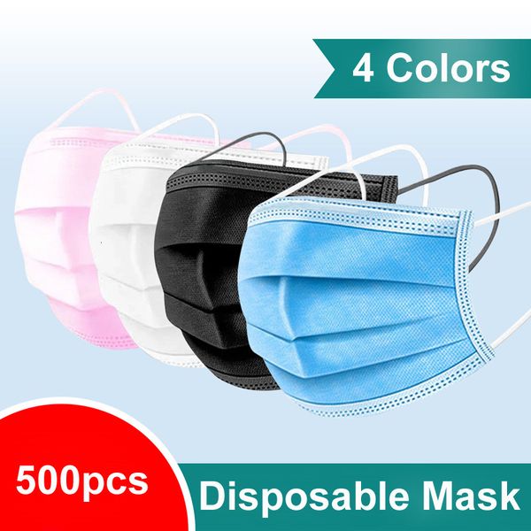 

disposable face colorful mask 3 layer black white pink blue anti dust mouth masks 3-ply non-woven cycling cover