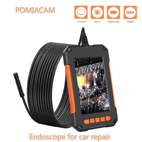 

cameras p40 8mm industrial inspection endoscope 4.3 inch ips full color screen hd 1080p 8leds ip67 waterproof borescope camera 2600 mah