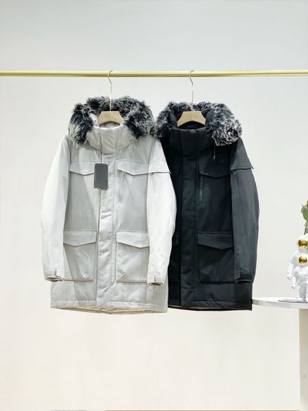 

parkas женщины осень вниз куртки меховой воротник письмо шаблон верхняя одежда женские длинные пальто 2020 мода куртки мужские вершины, Black