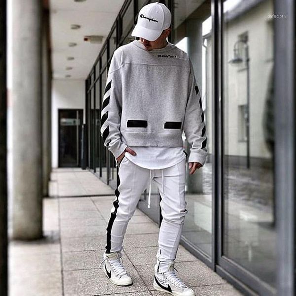

fashion explosion street tide brand men's slim feet pants casual colorblock track pants trendy hip hop slim cotton fitness1, Black