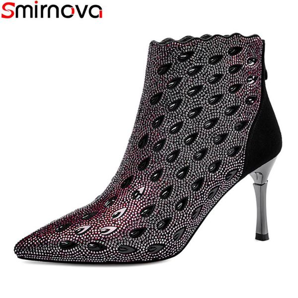 

boots smirnova 2021 arrive fashion pointed toe high heels quality stiletto black ankle for woman
