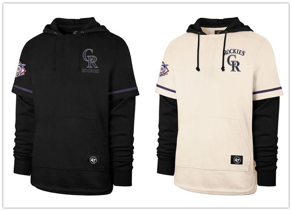 

colorado rockies men sweatshirt cooperstown heritage shortspullover baseball hoodie, Black