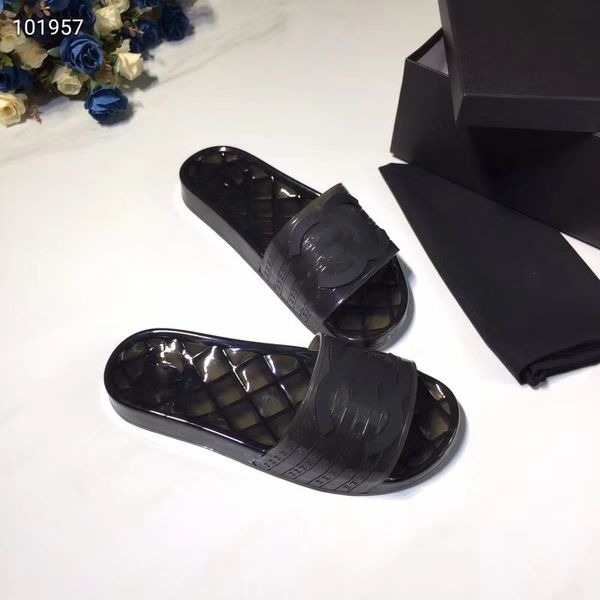 

new color paris luxury designer sliders womens summer sandals beach slide slippers ladies flip flops loafers sky blue chaussures, Black