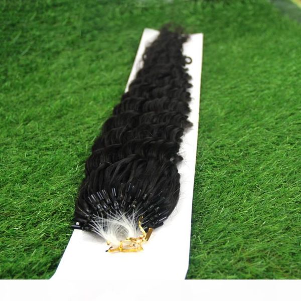 

brazilian deep wave hair micro loop human hair extensions 100g 1g s, Black