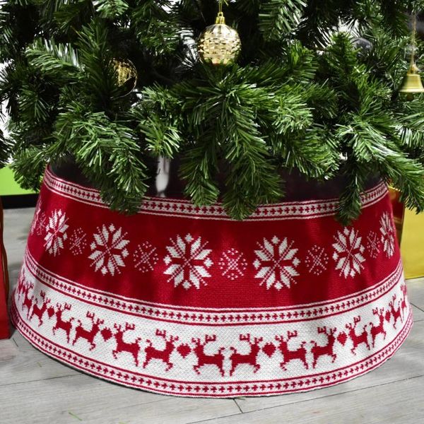 

30-inch christmas tree skirt pvc base diameter snowflake elk knitting tree collar xmas party home decorations