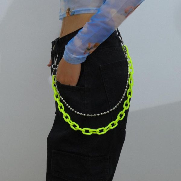 

keychains kmvexo 2021 punk hip hop pants chain street cool chic style men women acrylic trousers jewelry fashion, Silver