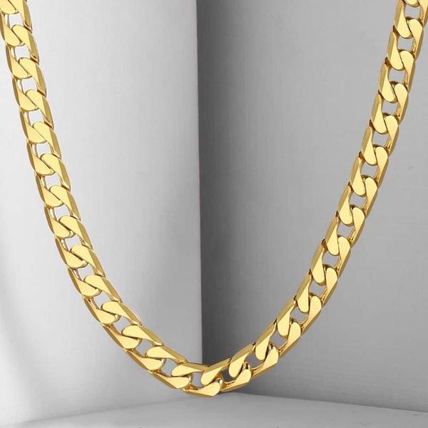 

4mm mens boys flat cut curb cuban necklace chain gold filled gf gn27, Silver