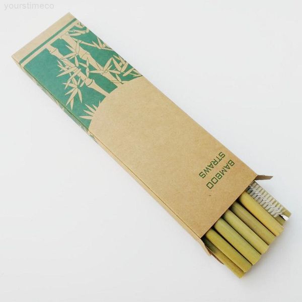 

bamboo 19.5cm drinking 100% eco-friendly natural reusable wood straws with cleaner brush retail box for party wedding bar tool