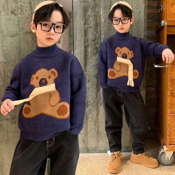 

sweater pullover 2020 new autumn boys' plush and thickened cuhk children's fashion winter cloth boys, Blue