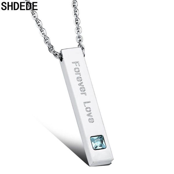 

shdede stainless steel necklace for women men lovers couple jewelry gift cubic zirconia wedding party accessories +o1009, Silver