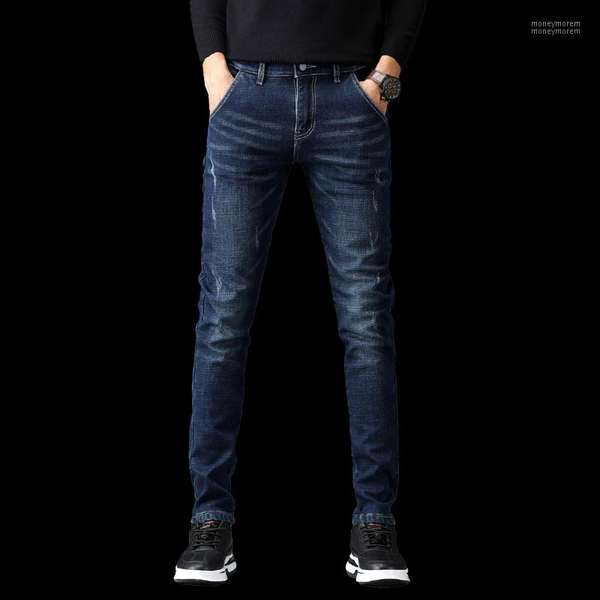 

men's jeans cotton spring autumn men's black wash the old vintage slim fashion men pants size1, Blue