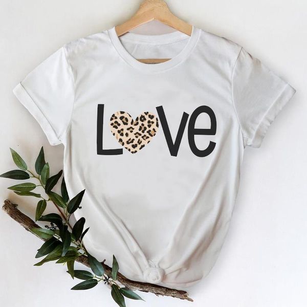 

t-shirts women 2021 leopard love valentine cute 90s fashion clothes printing graphic tshirt lady print female tee t-shirt, White
