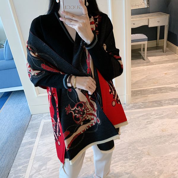 

scarf women's autumn winter 2020 new winter cashmere shawl versatile autumn double-sided tassel scarf klwe, Blue;gray