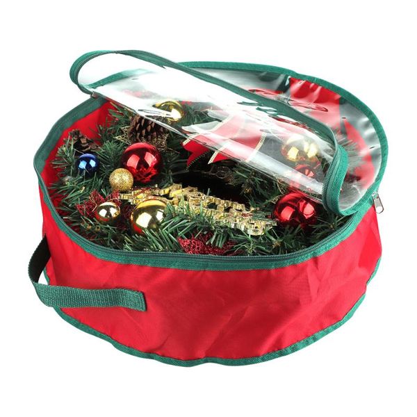 

transparent christmas wreath storage bag with handle cover fpldable tear resistant xmas decor accessories organizer