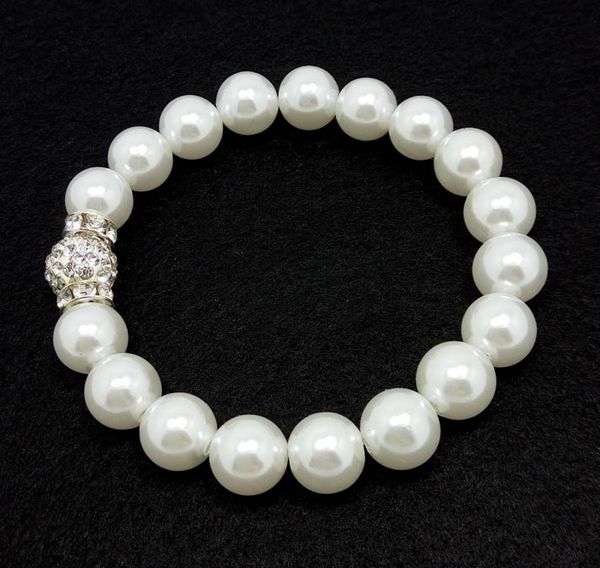 

women's fashion handmade faux pearl & rhinestone 120pcs clay charms adjustable bracelet jewelry, Black