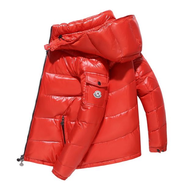 

black bright face hooded down jacket for men in winter