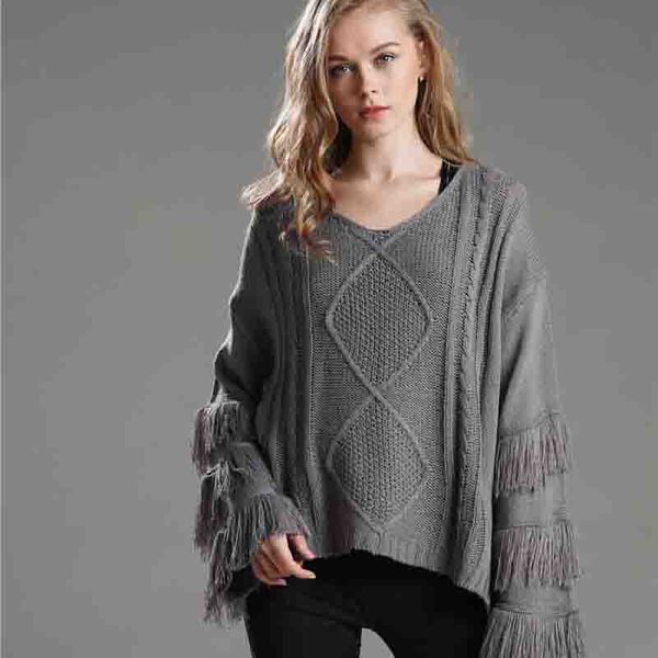 

women designers clothes 2020 fashion tassel loose type round collar pullover joining fall sweaters women sweater dress women clothing, White