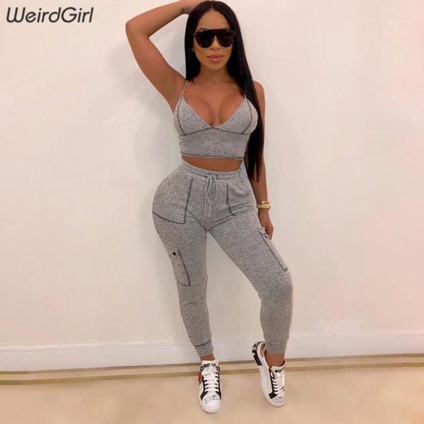 

women fitness tracksuit women 2 piece set with pads stretched v-neck crop high waist leggings new femme sportwear1, Gray