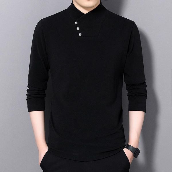 

2021 and winter autumn new style turtleneck high-double-sided with hoodie in pure fashion very simple male t-s base shirt 3otg, White;black