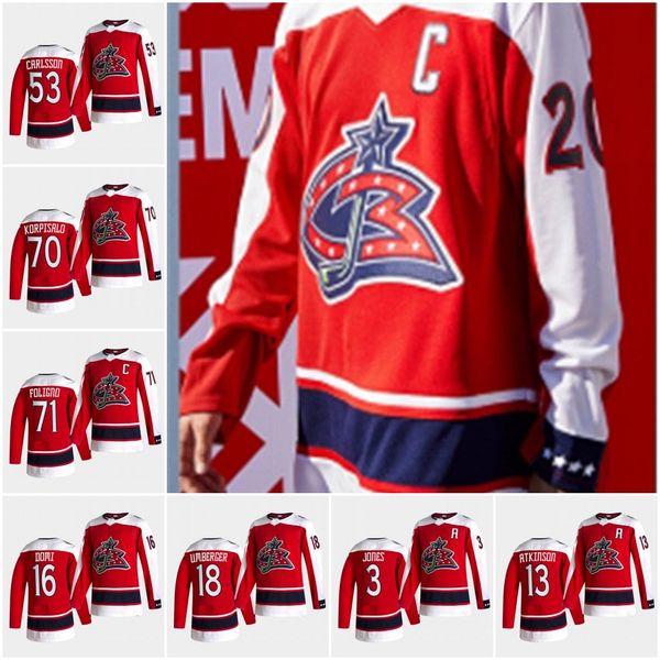 

youth cam atkinson 2021 reverse vintage columbus blue jacket nick foligno seth jones max domi dubois zach werenski korpisalo koivu jersey, Black