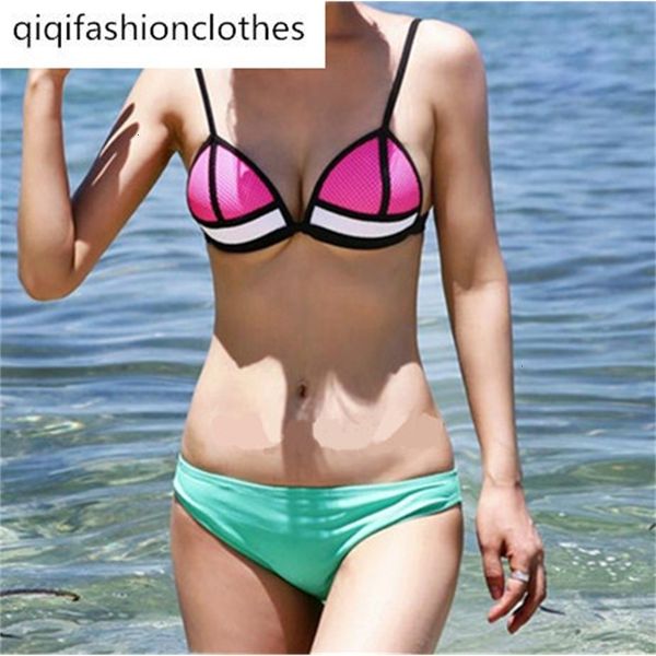 

mesh color matching triangle bag bikini swimsuit woman, White;black